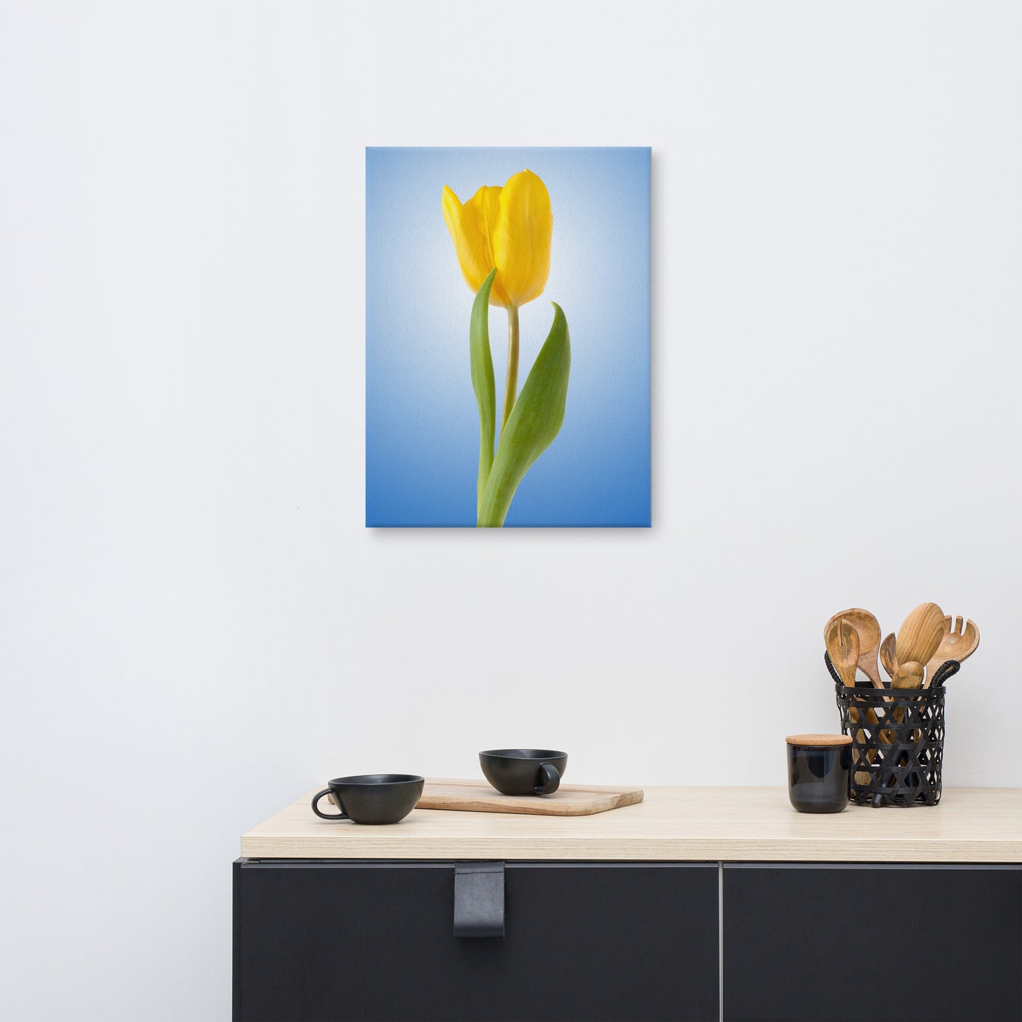 Yellow Tulip Minimal Floral Botanical Nature Photo Canvas Wall Art Print