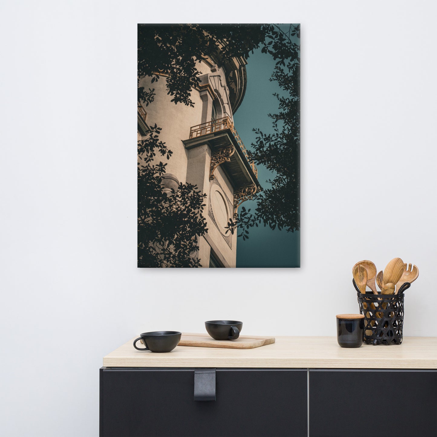 Decorative Turret Window & Trees Canvas Wall Art Prints