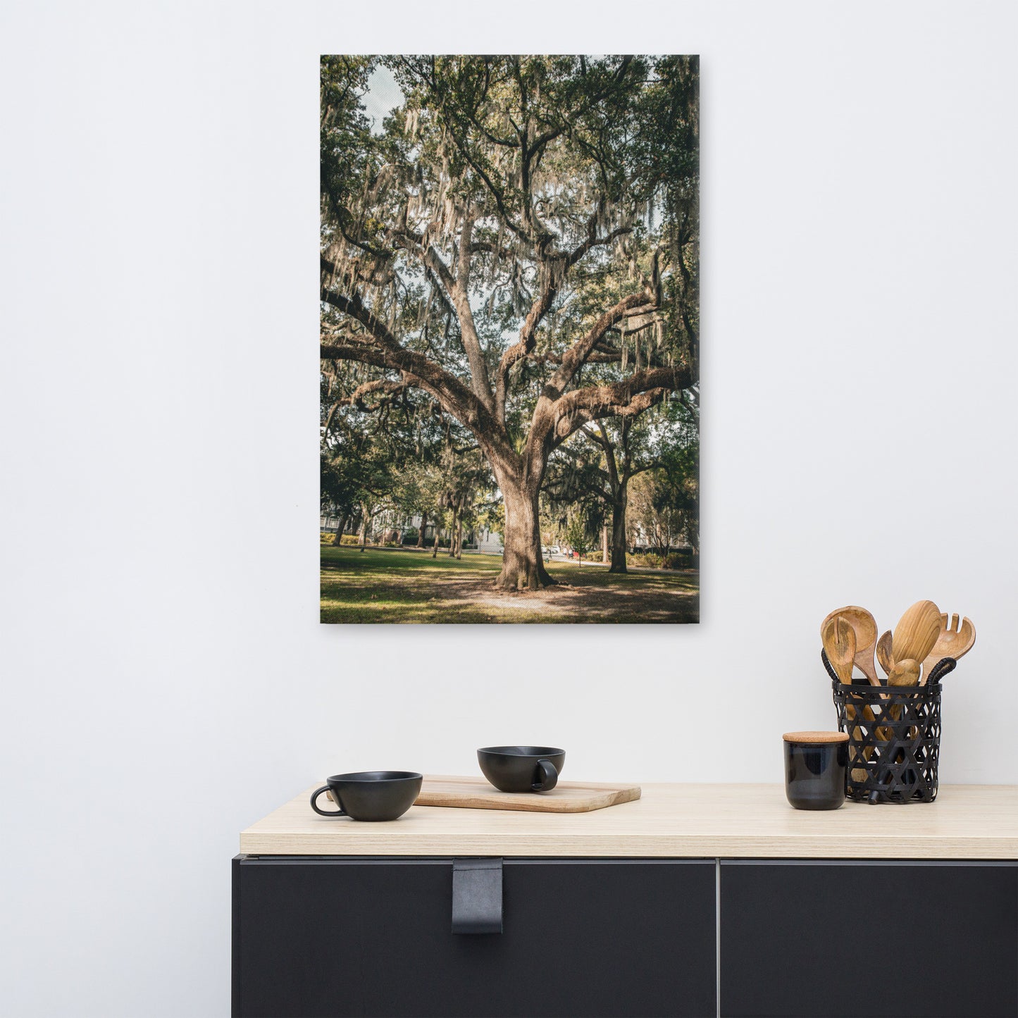 Live Oak and Spanish Moss Forsyth Park Savannah GA Canvas Wall Art Print