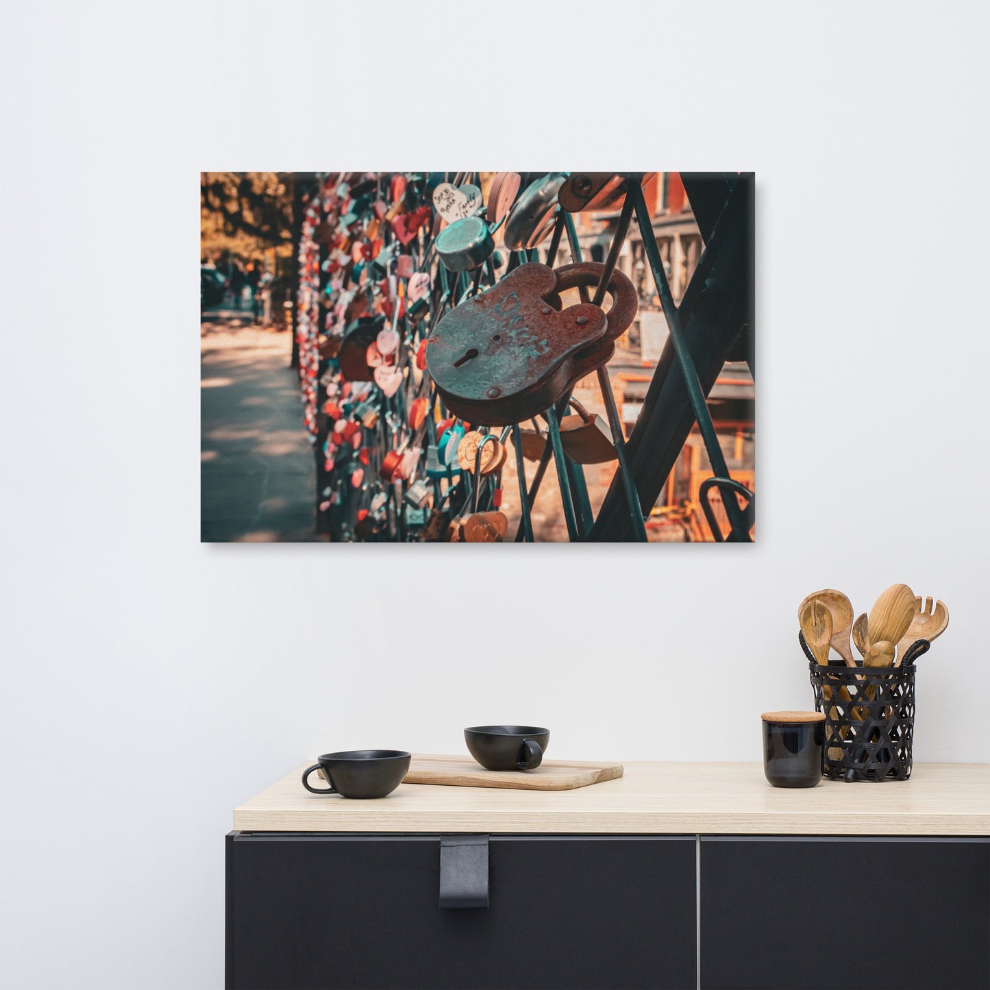 Love's Legacy Love Lock Bridge River Street Savannah GA Rustic Industrial Photograph Canvas Wall Art Prints