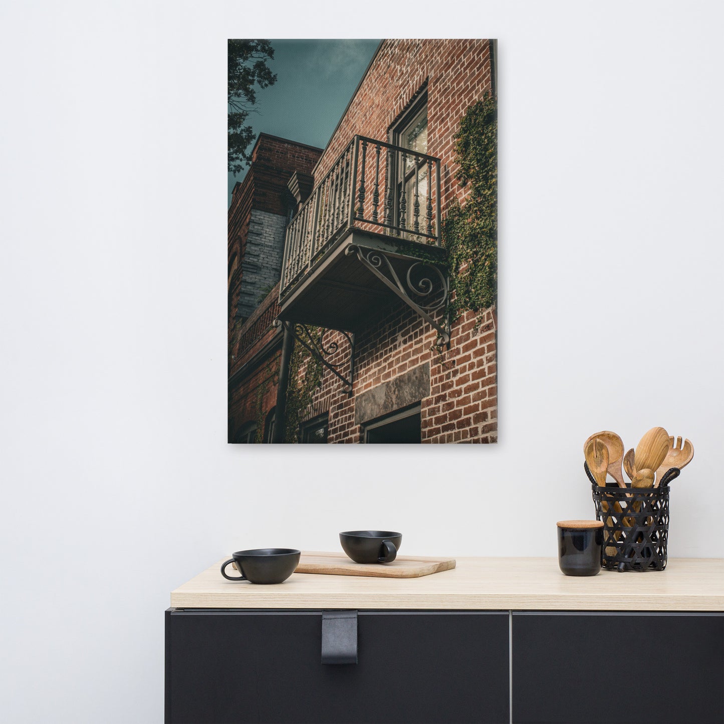 Old Iron Balcony Savannah GA 3 Canvas Wall Art Prints