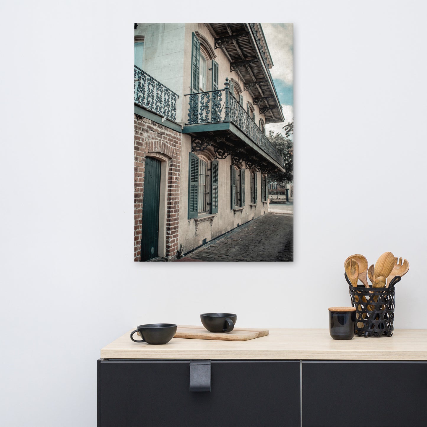 John Rourke House Wrought Iron Balcony Savannah GA Canvas Wall Art Prints