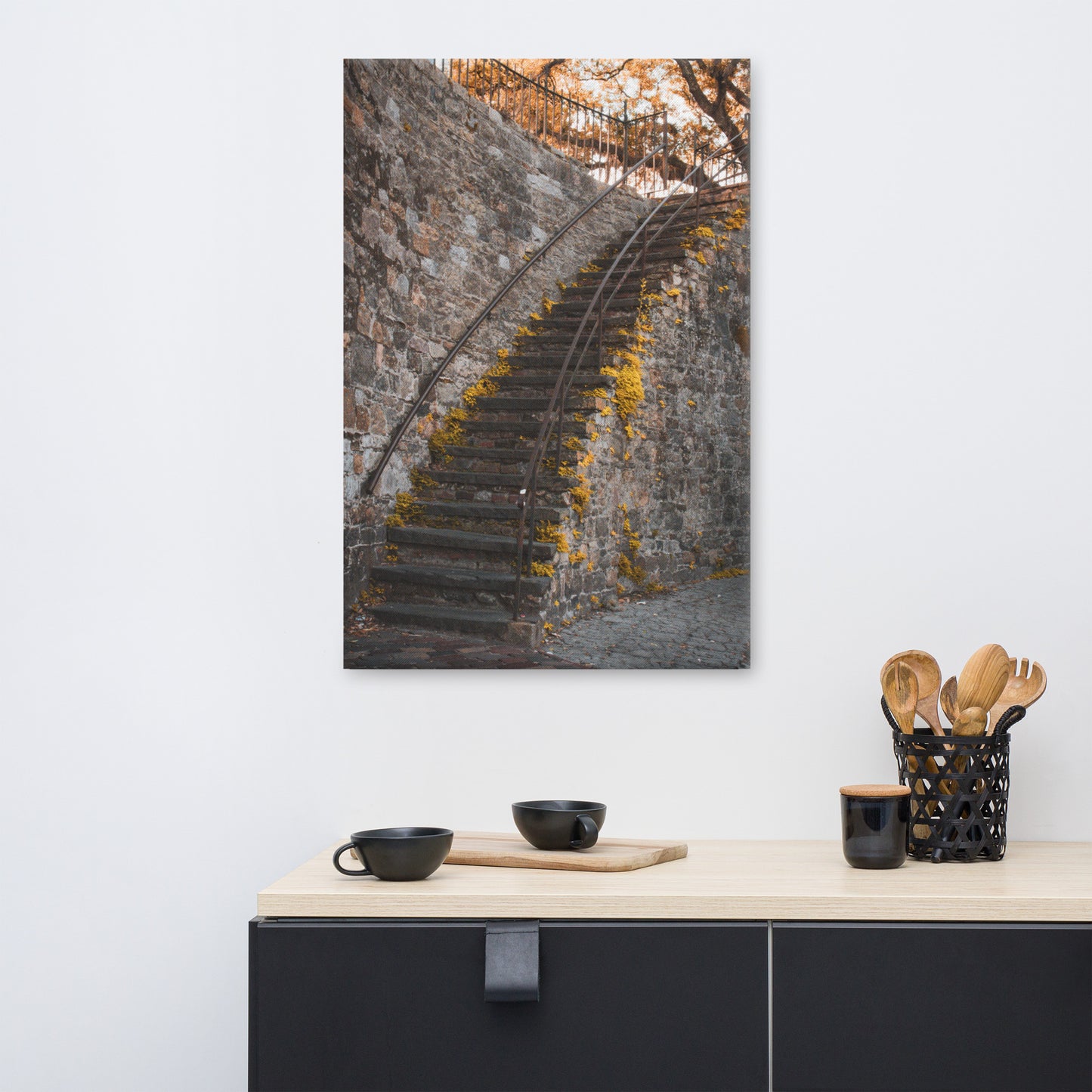 Old Stone Stairs River Street Savannah GA Canvas Wall Art Prints