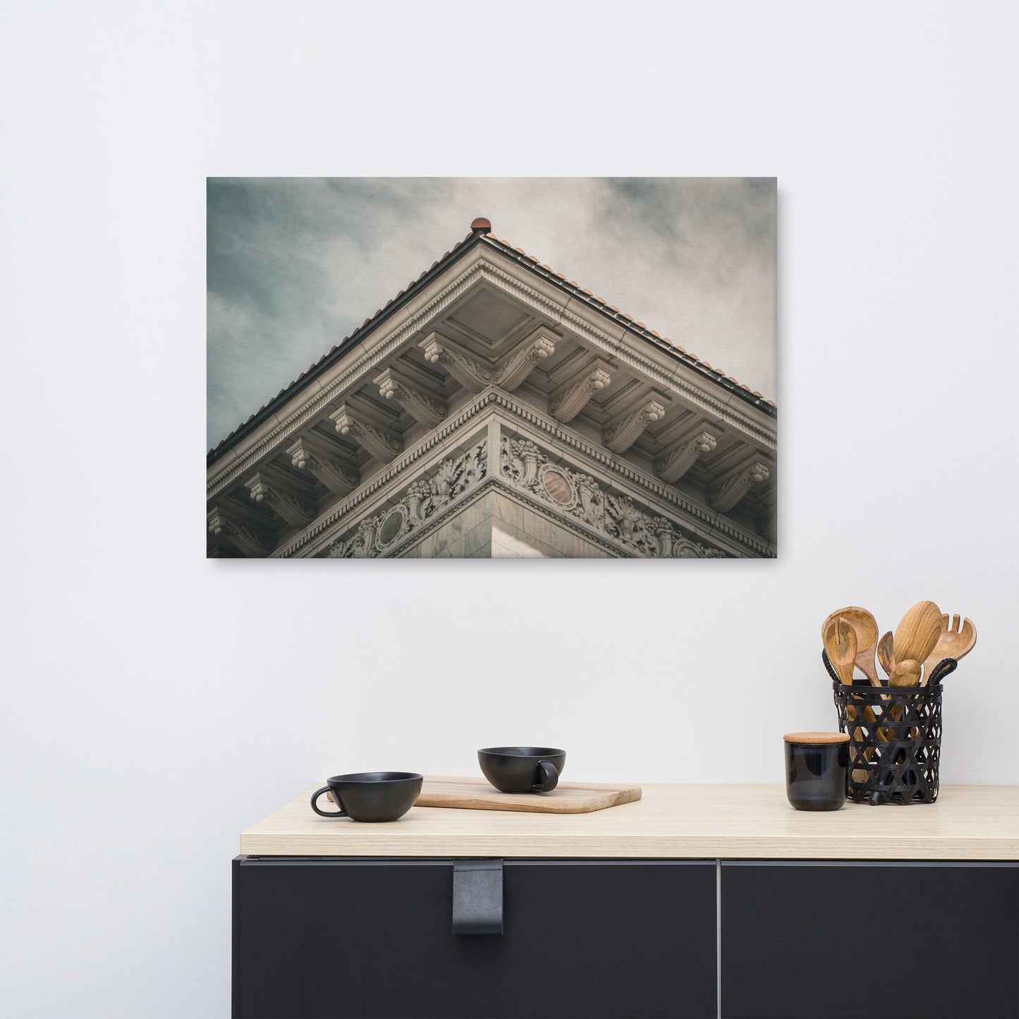 Roof Line of Tomochichi Federal Building Savannah GA Canvas Wall Art Prints