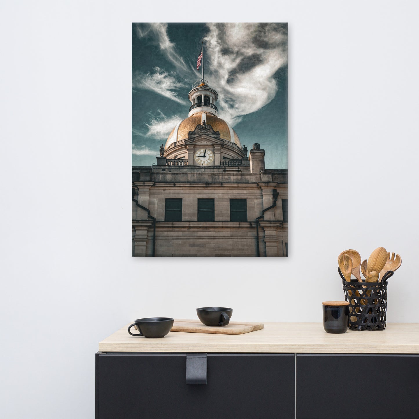 Savannah City Hall Old Historic Building Canvas Wall Art Prints