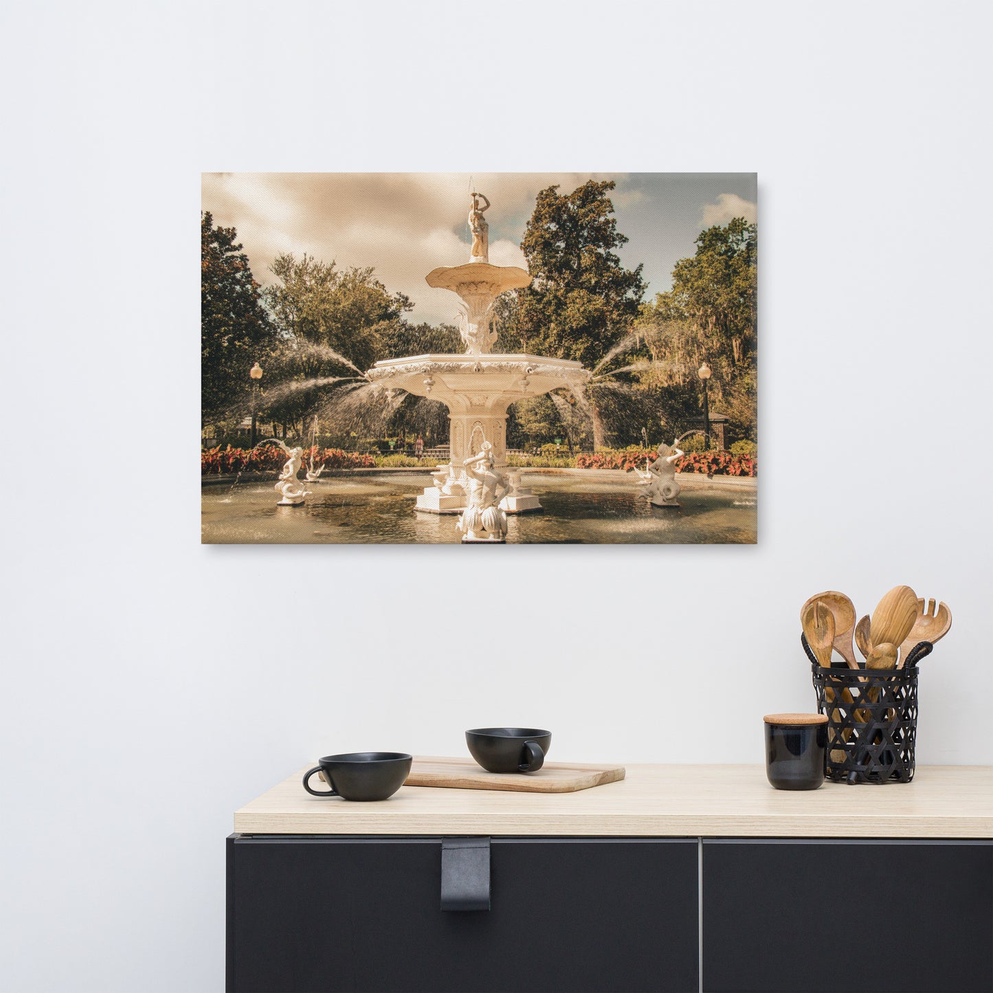 Fountain Forsyth Park Savannah Ga 3 Canvas Wall Art Prints