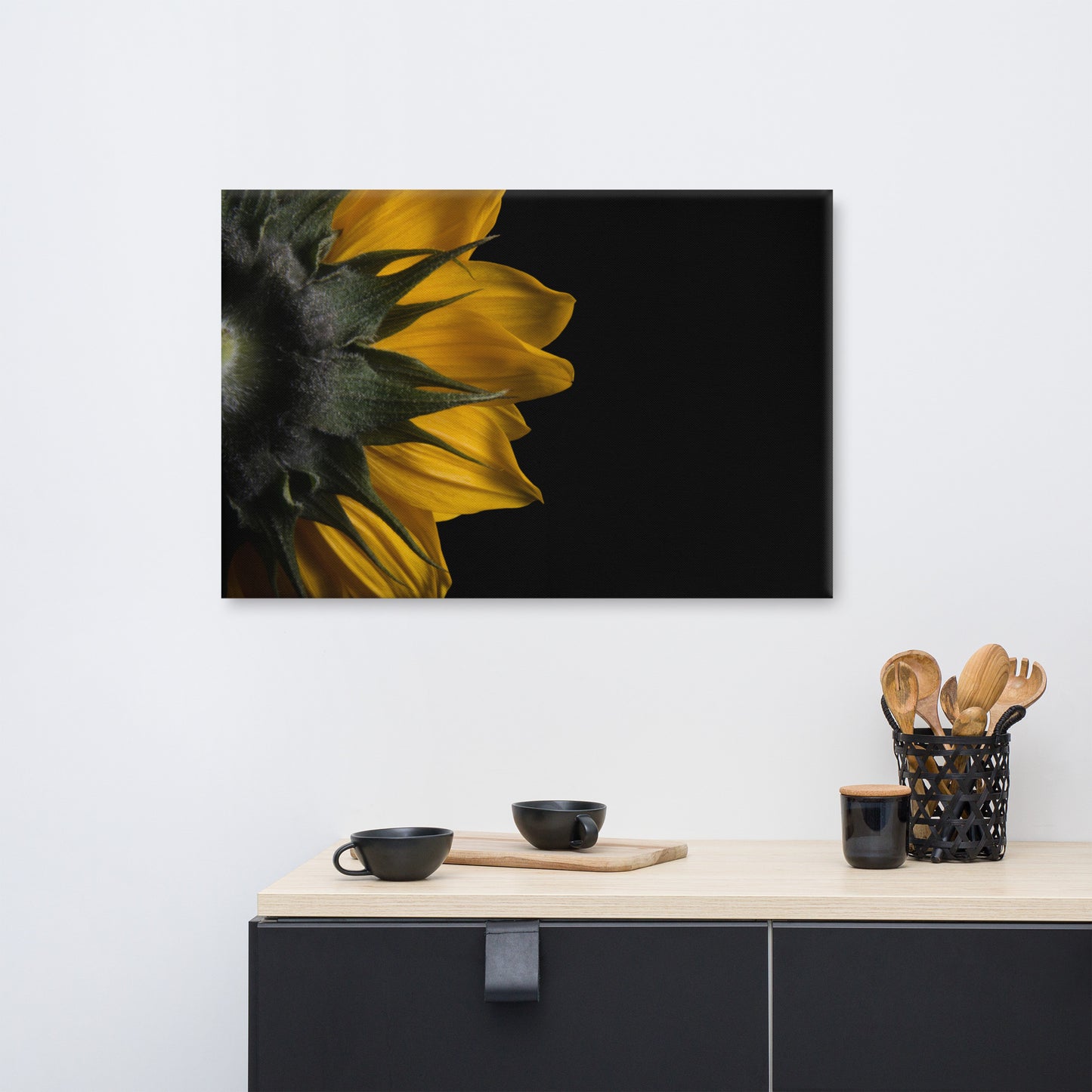 Backside of Sunflower Floral Botanical Nature Photograph Canvas Wall Art Prints