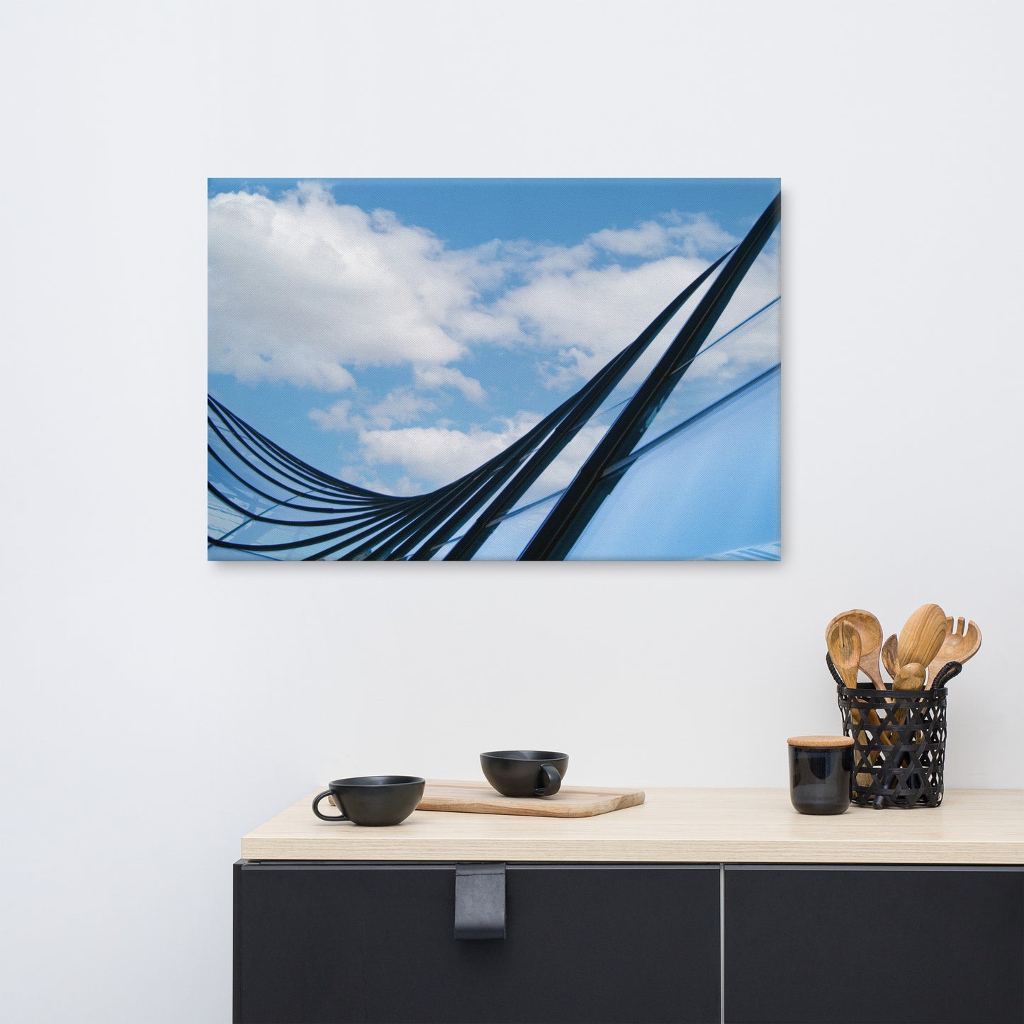 Glass and Azure Architectural Photograph Canvas Wall Art Print