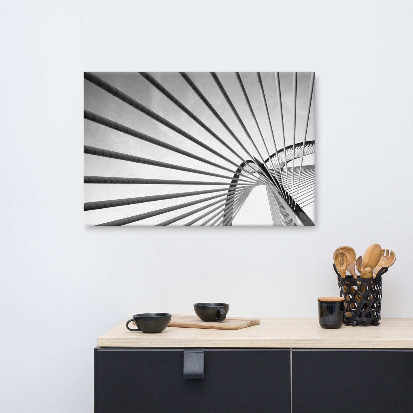 Convergence Black and White Architectural Photograph Canvas Wall Art Print