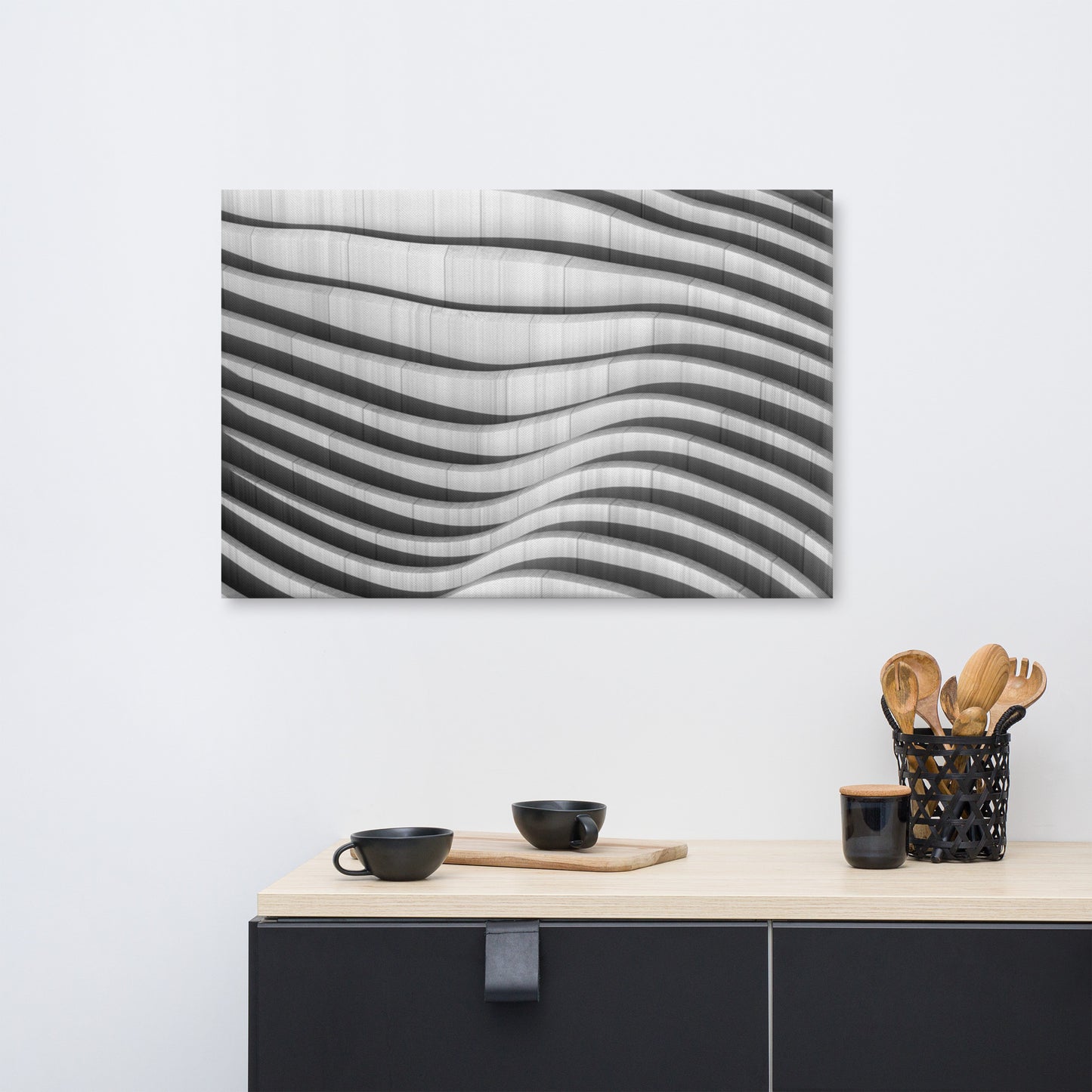 Oceanic Dance Black and White Architectural Photograph Canvas Wall Art Print