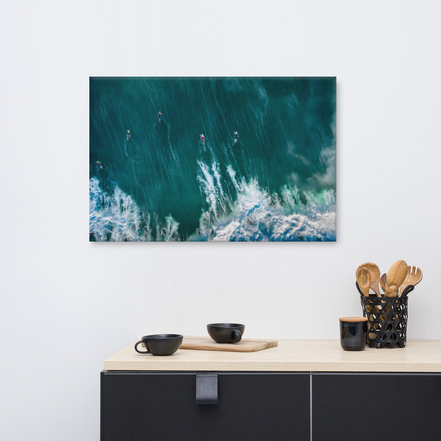 Conquering Giants: Bali's Surf Legends Coastal Lifestyle Abstract Nature Photograph Canvas Wall Art Print
