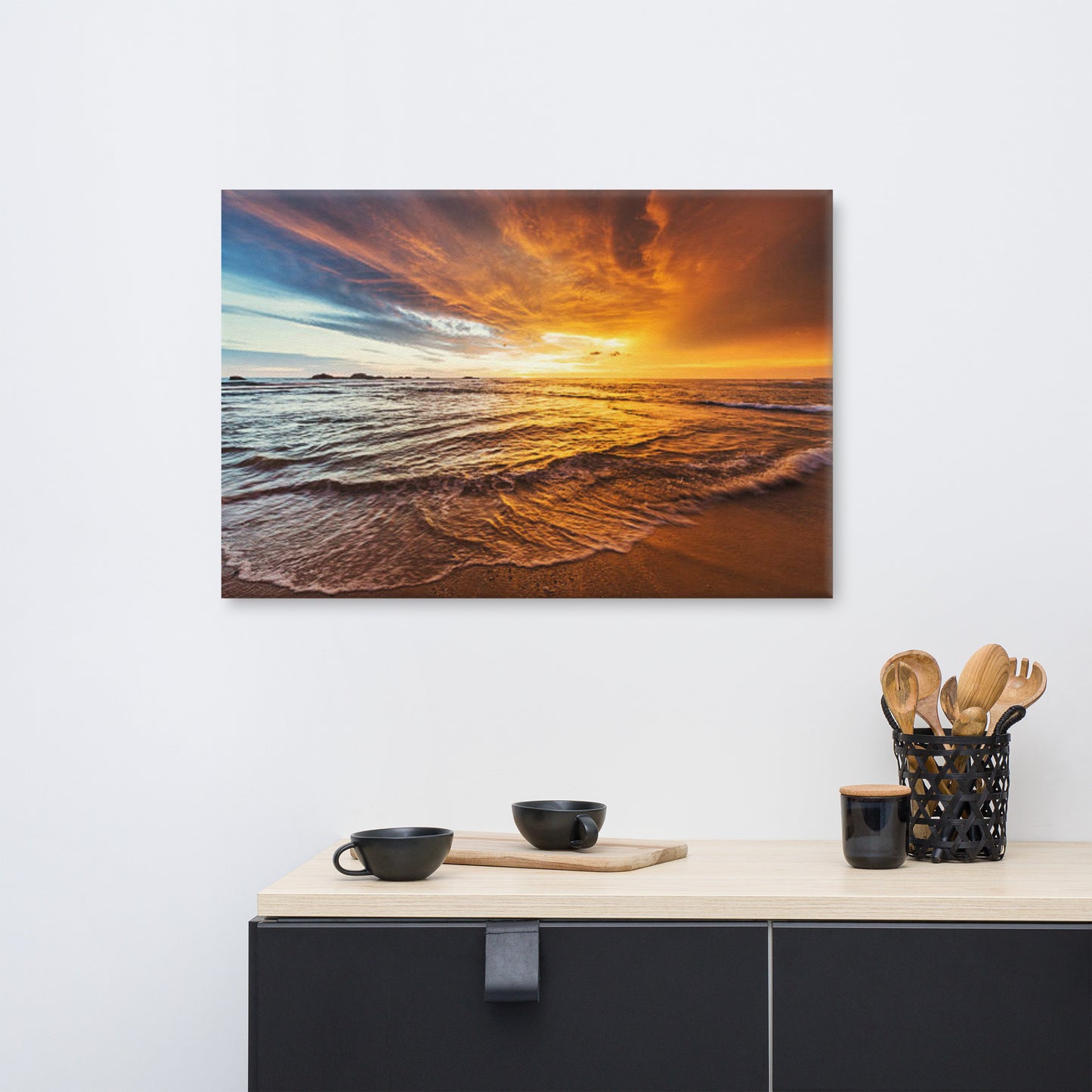 Tranquil Seascape Beach / Coastal Landscape Photograph Canvas Wall Art Print