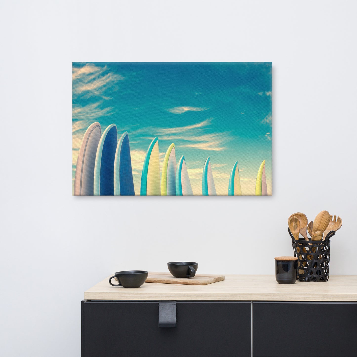 Retro Surfboards Lifestyle Photograph Canvas Wall Art Print