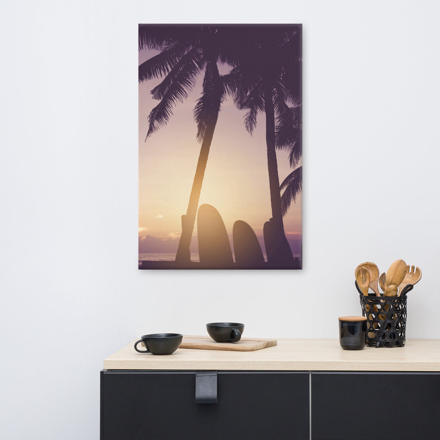 Surfer's Sunset Tropical Coastal Scene Lifestyle Photograph Canvas Wall Art Print
