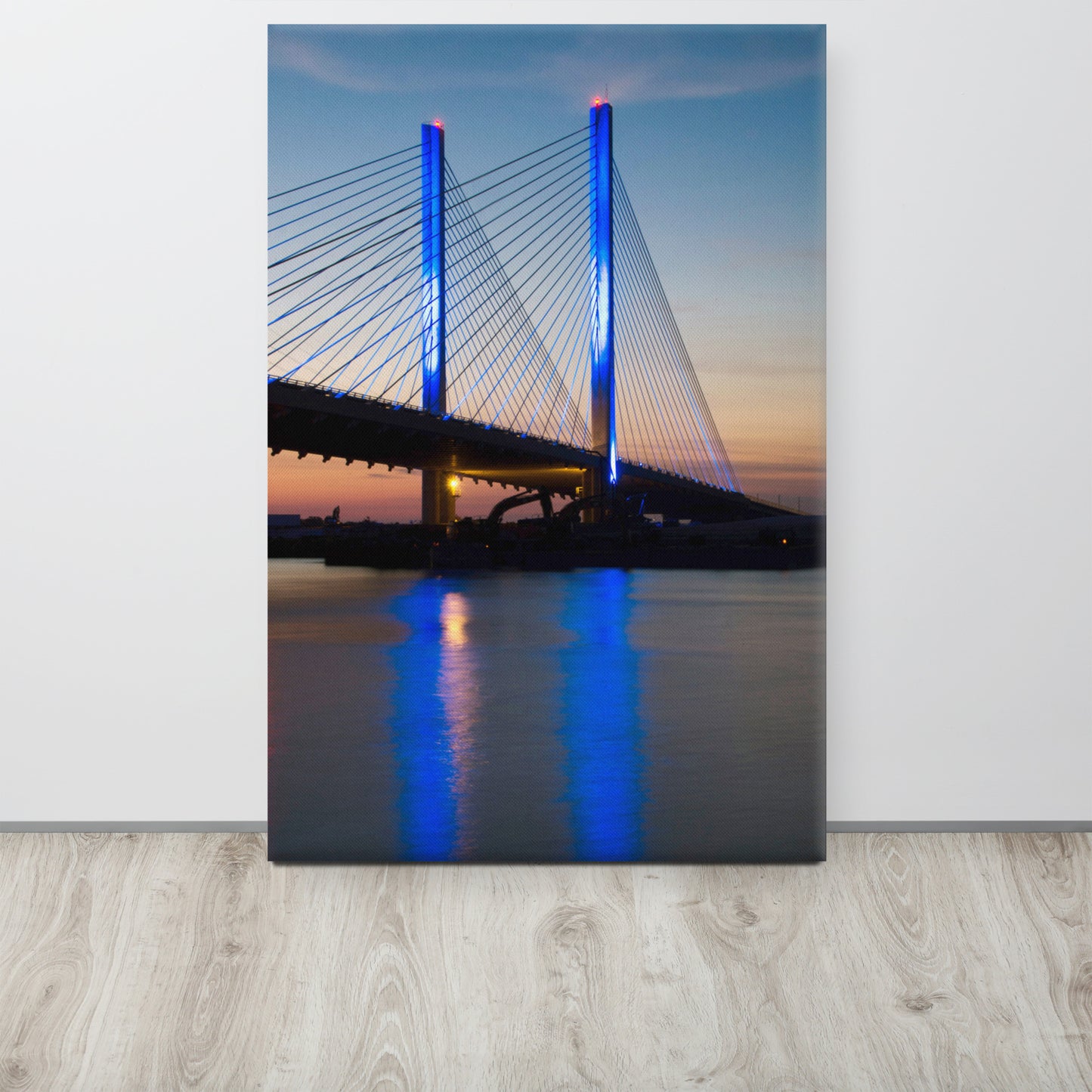 Indian River Bridge 2 Urban Landscape Traditional Canvas Wall Art Print