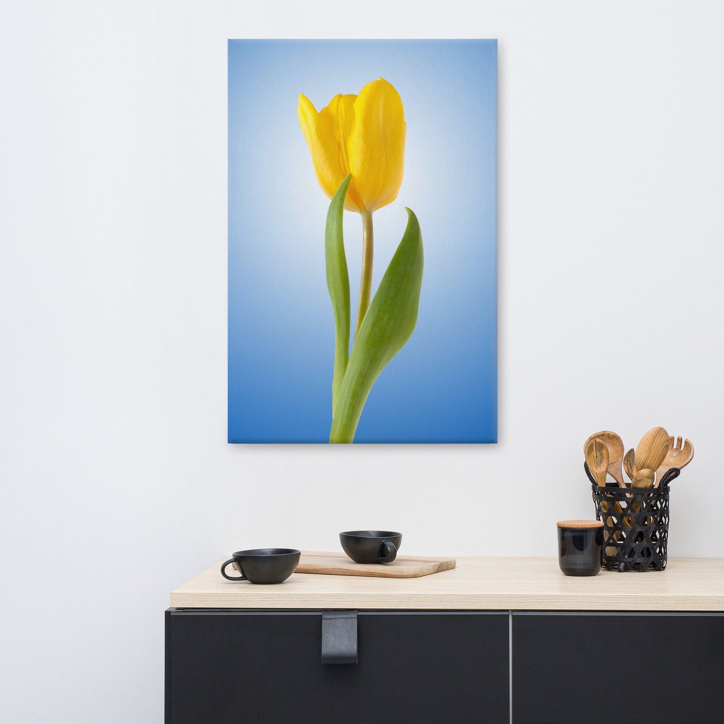 Yellow Tulip Minimal Floral Botanical Nature Photo Canvas Wall Art Print