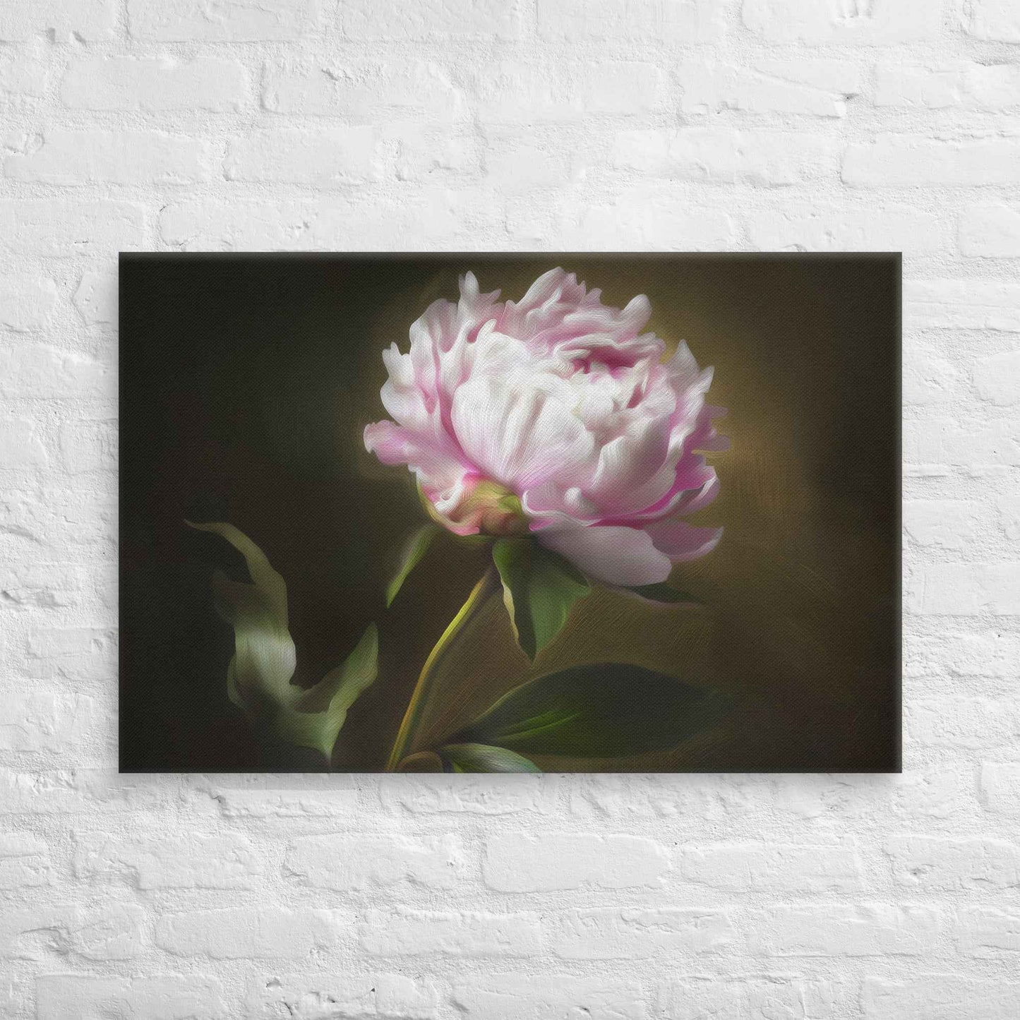 Midnight Radiance Floral Digital Artwork Peony Painting Canvas Wall Art Print