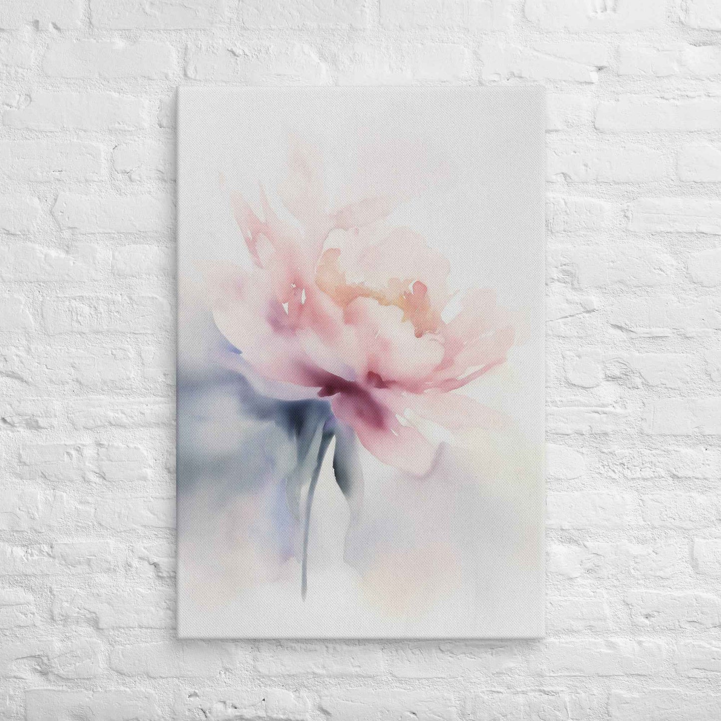 Quiet Grace Floral Digital Watercolor Painting Blush Peony Art Canvas Print