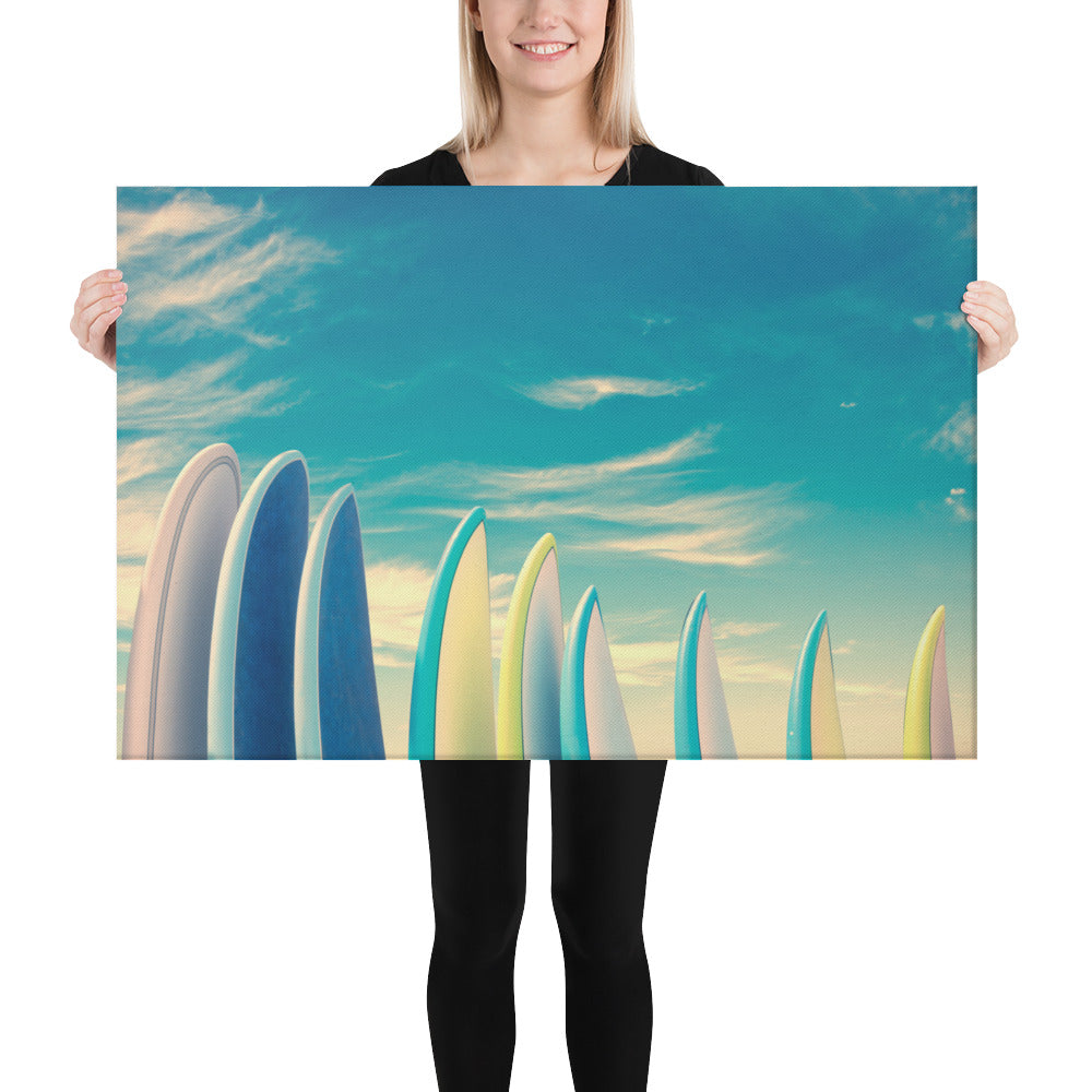 Retro Surfboards Lifestyle Photograph Canvas Wall Art Print