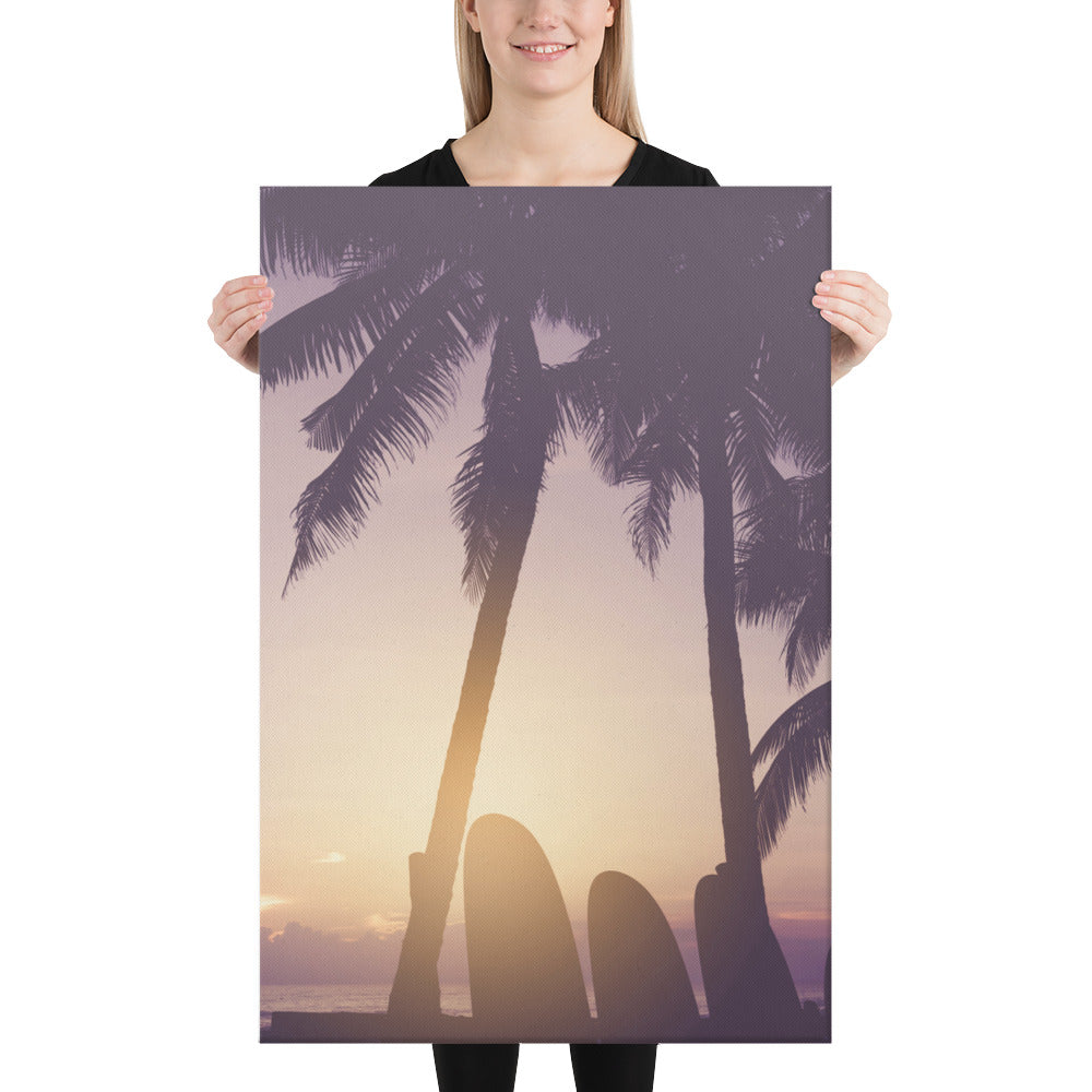 Surfer's Sunset Tropical Coastal Scene Lifestyle Photograph Canvas Wall Art Print