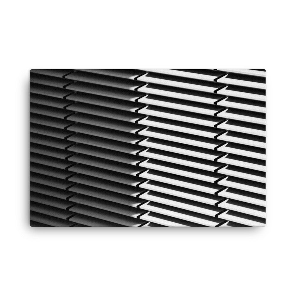 Black and White Minimal Line and Shadow Pattern Canvas Wall Art Print