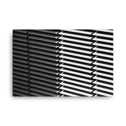 Black and White Minimal Line and Shadow Pattern Canvas Wall Art Print