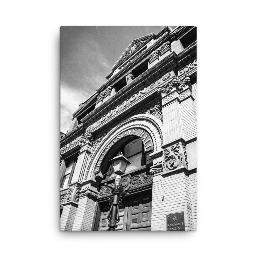Black and White Savannah Cotton Exchange Freemasons' Hall Canvas Wall Art Prints