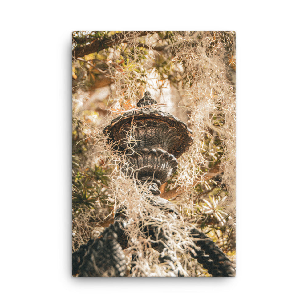 Wrought Iron Banister Post and Spanish Moss Savannah GA Canvas Wall Art Prints
