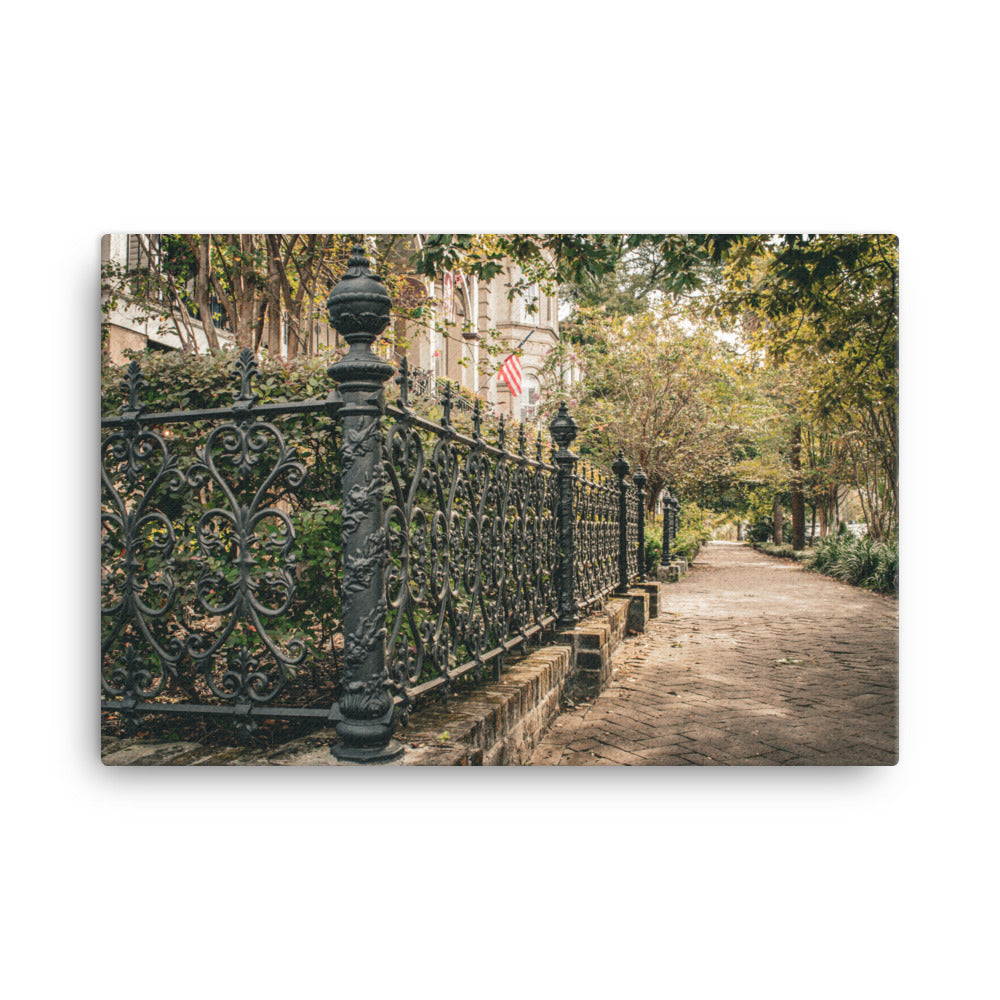 Old Wrought Iron Fence Gate Savannah GA 3 Canvas Wall Art Prints