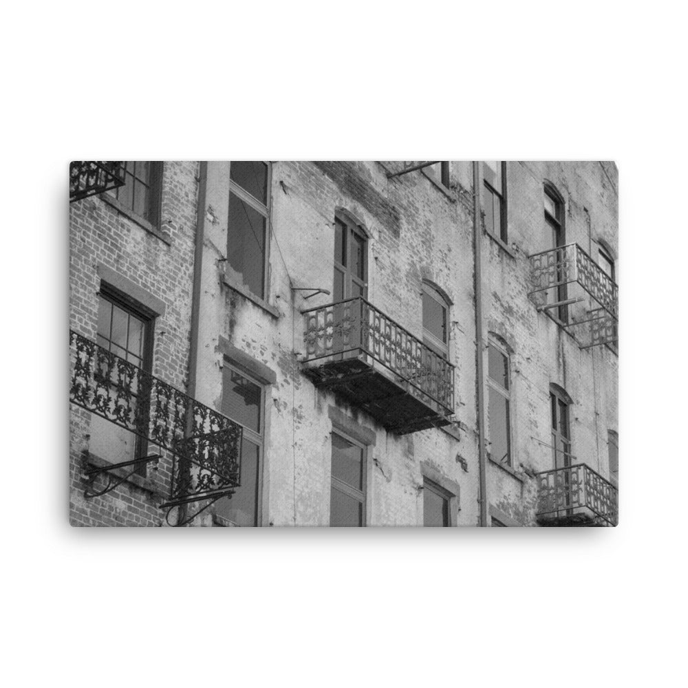 Old Iron Balcony River Street Savannah GA 3 Canvas Wall Art Prints
