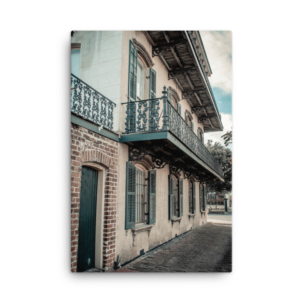 John Rourke House Wrought Iron Balcony Savannah GA Canvas Wall Art Prints