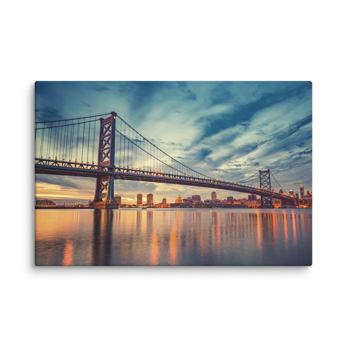 Steel Lace at Dusk Urban Landscape Architectural Photograph Canvas Wall Art Print