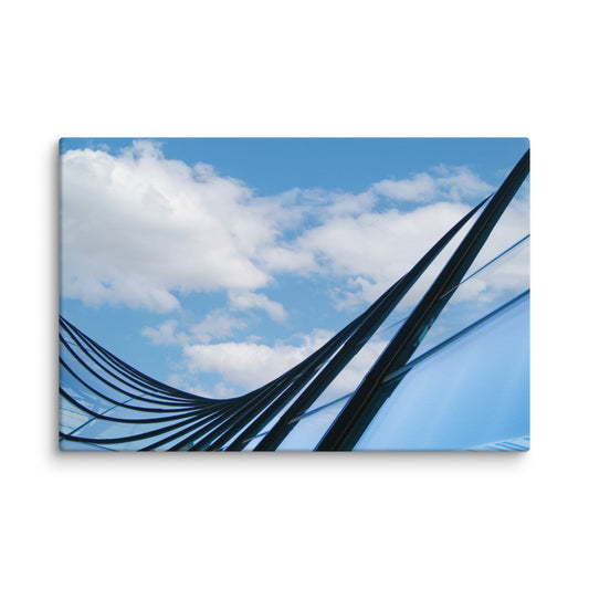 Glass and Azure Architectural Photograph Canvas Wall Art Print