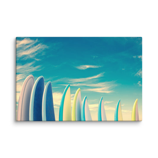 Retro Surfboards Lifestyle Photograph Canvas Wall Art Print