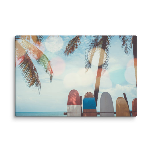 Surf Life Tropical Landscape Surfboard Scene Lifestyle Photograph Canvas Wall Art Print