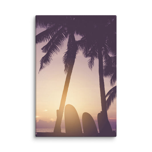 Surfer's Sunset Tropical Coastal Scene Lifestyle Photograph Canvas Wall Art Print