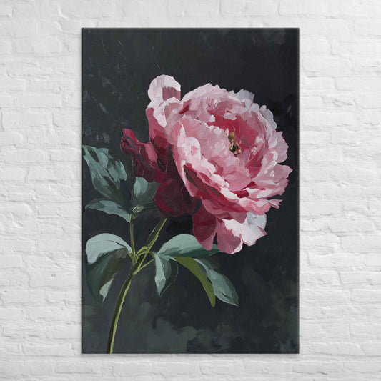 Peony Wall Art: A Soft Illumination Floral Nature Digital Artwork Canvas Wall Art Print