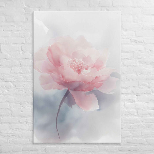 Soft Reflections Floral Digital Watercolor Painting Blush Peony Artwork Canvas Wall Art Print