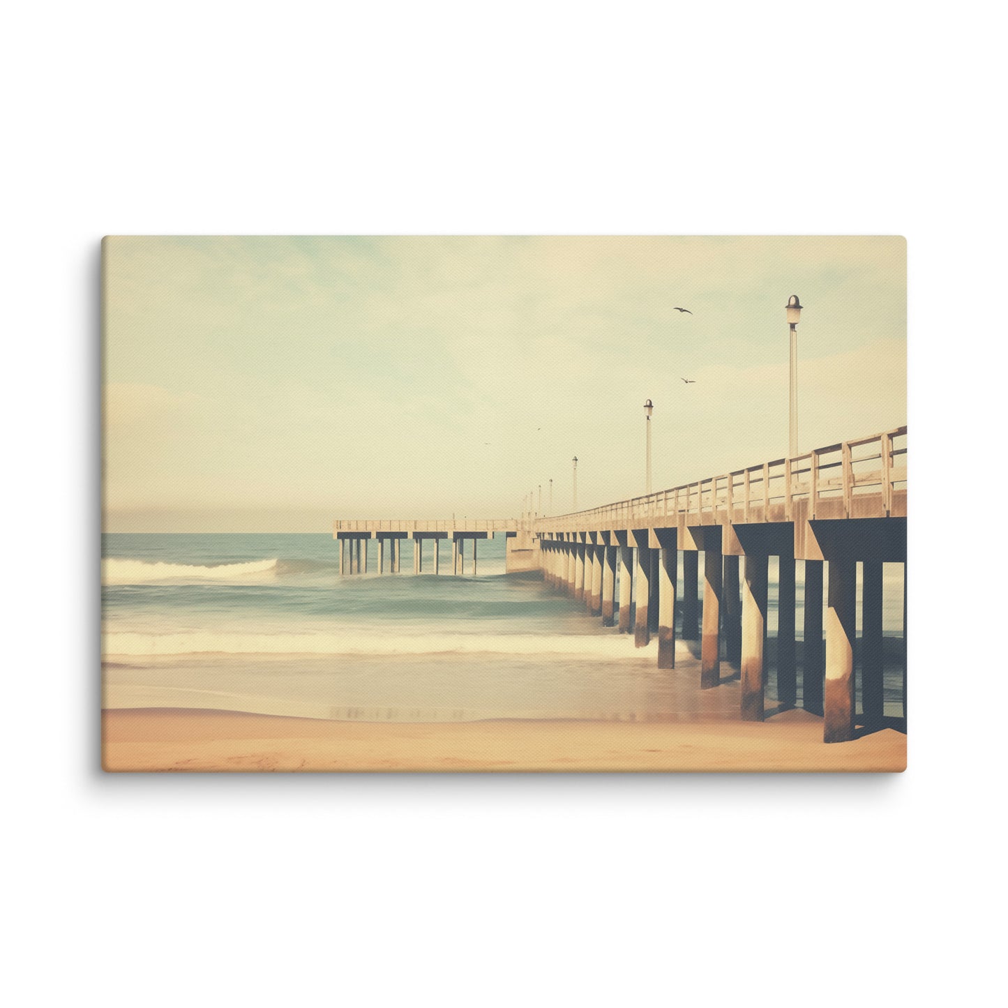 A Blast from the Past Subdued Retro Coastal Photorealistic Digital Artwork Canvas Art Print