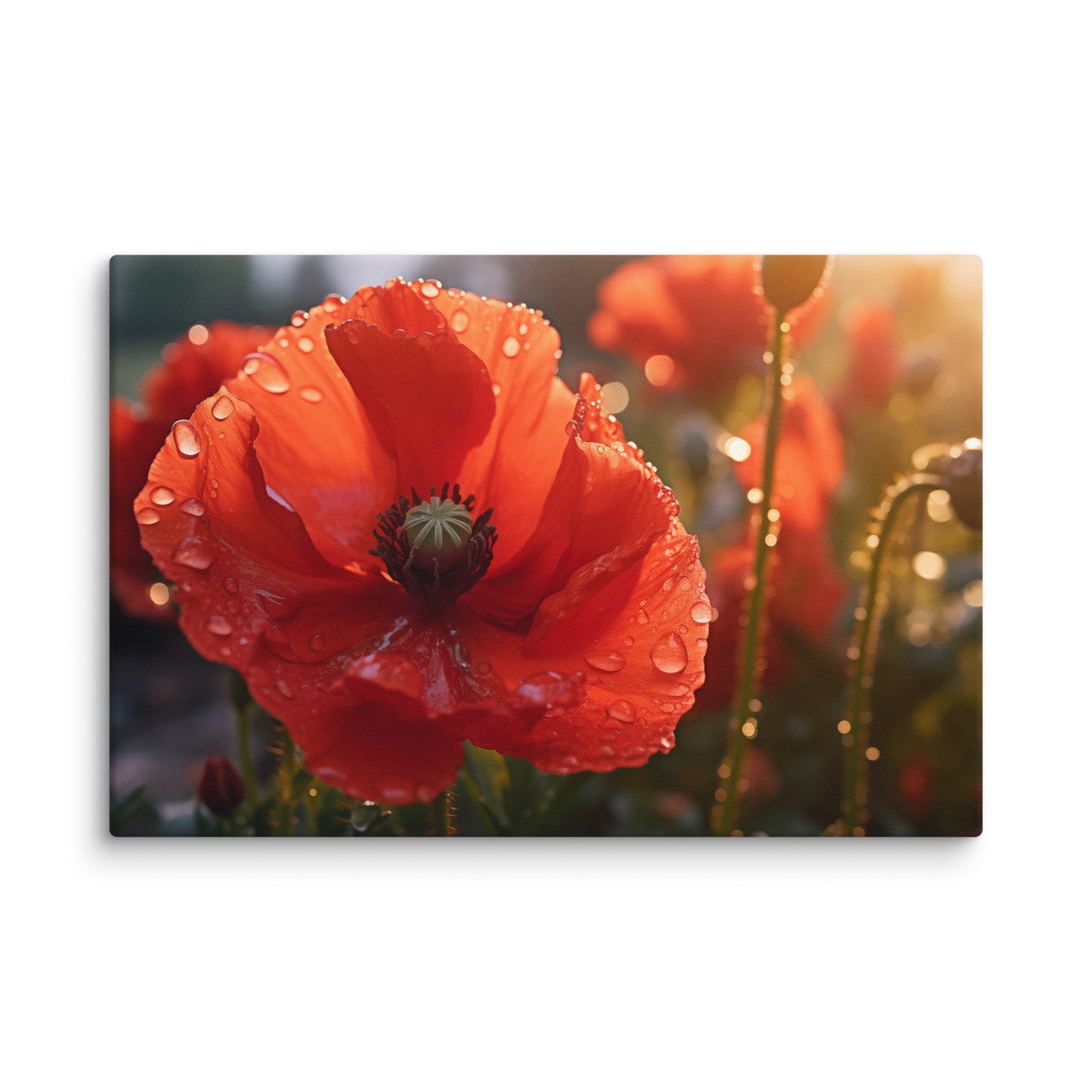 A Single Tear of Red Photorealistic Floral Digital Artwork Extra Large Canvas Print