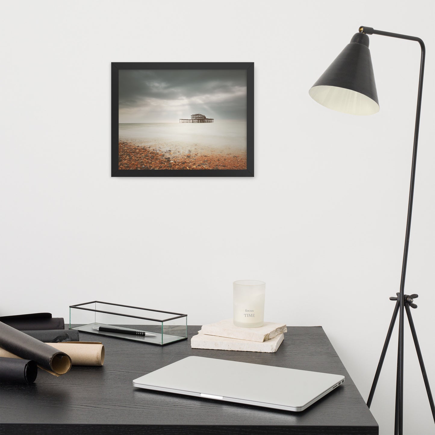 Wall Art For Study Room: Abandoned West Pier Warming Matte Effect - Coastal / Seascape / Nature / Landscape Photo Framed Wall Art Print - Wall Decor - Artwork