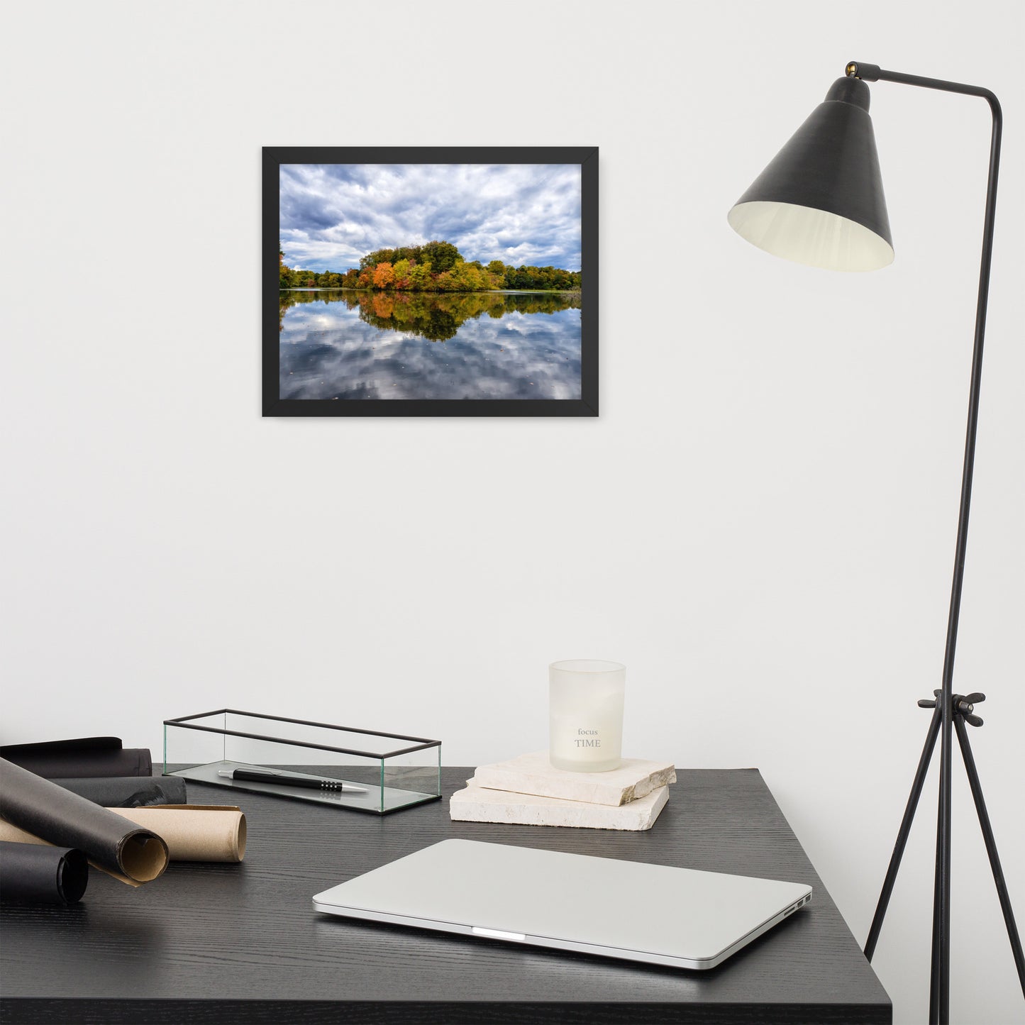Pictures For Home Office Walls: Autumn Reflections - Rural / Country / Farmhouse Style Landscape / Nature Photograph Framed Wall Art Print - Artwork