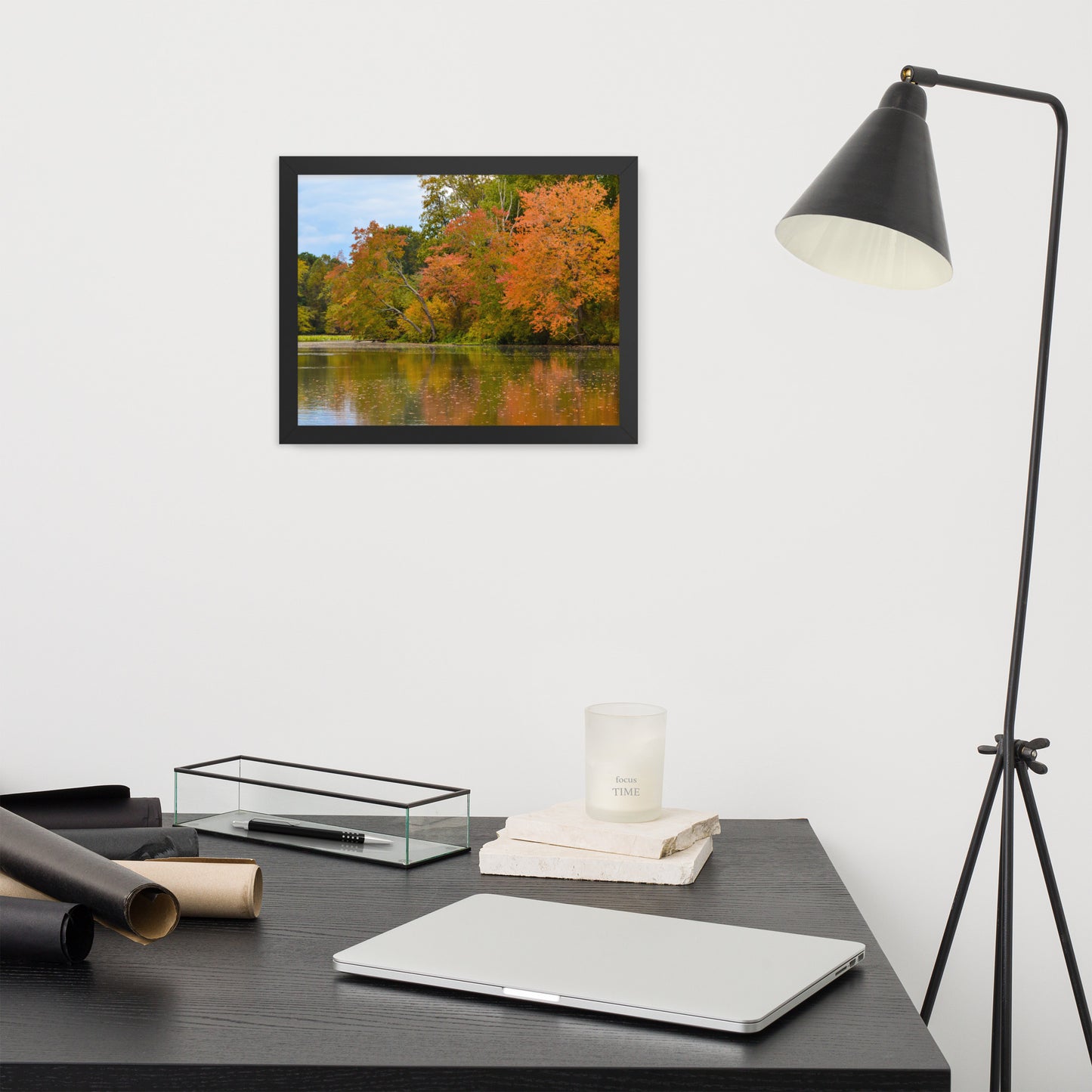 Relaxing Wall Art: Autumn Tree Line - Rural / Country Style Landscape / Nature Photograph Framed Wall Art Print - Wall Decor - Artwork