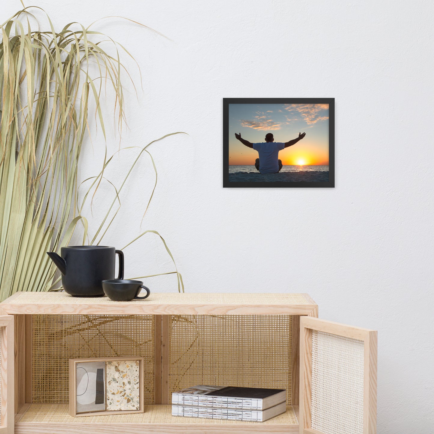 Embrace The Light Sunset Coastal Landscape Photo Framed Wall Art Print