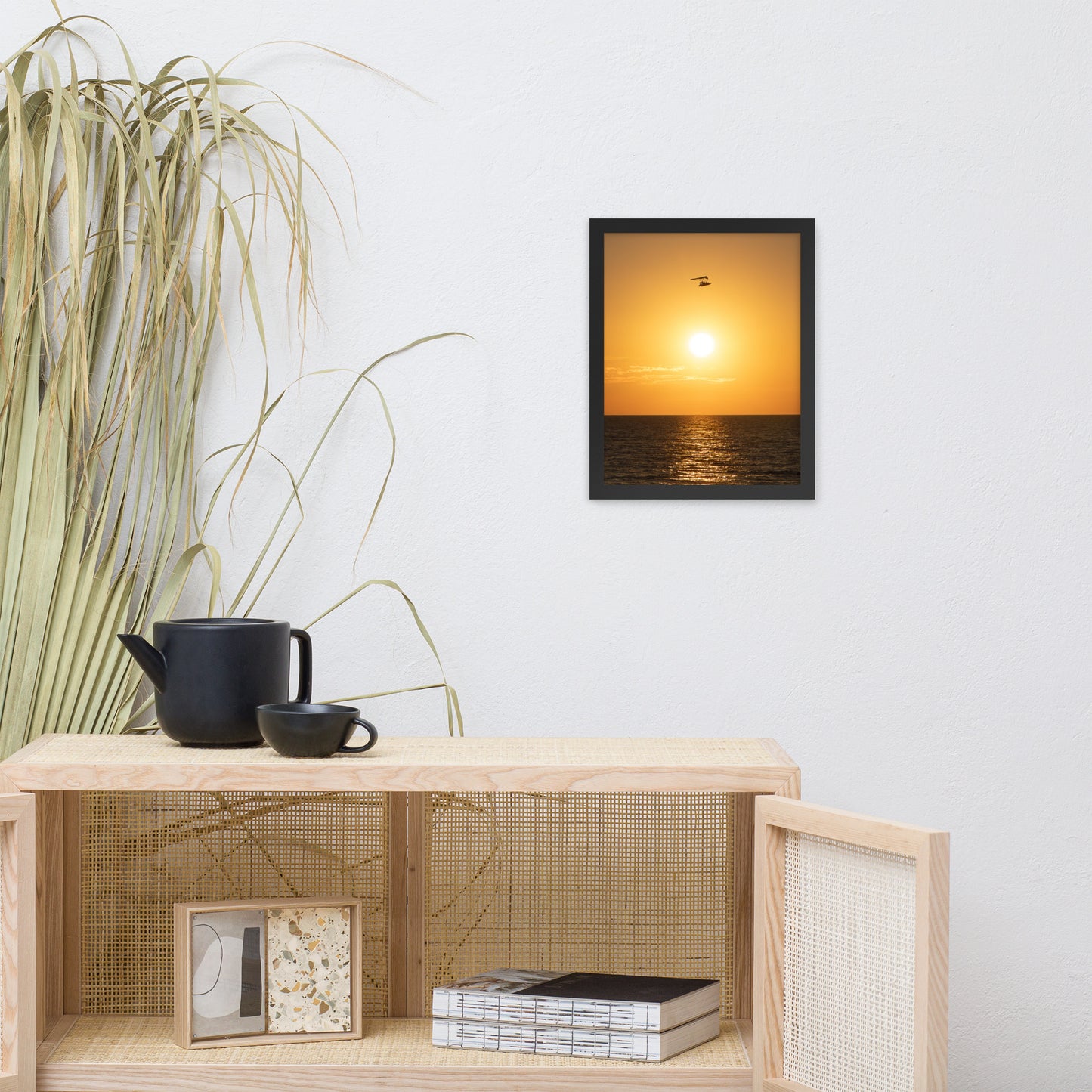 Flying High at Sunset Coastal Landscape Photo Framed Wall Art Print