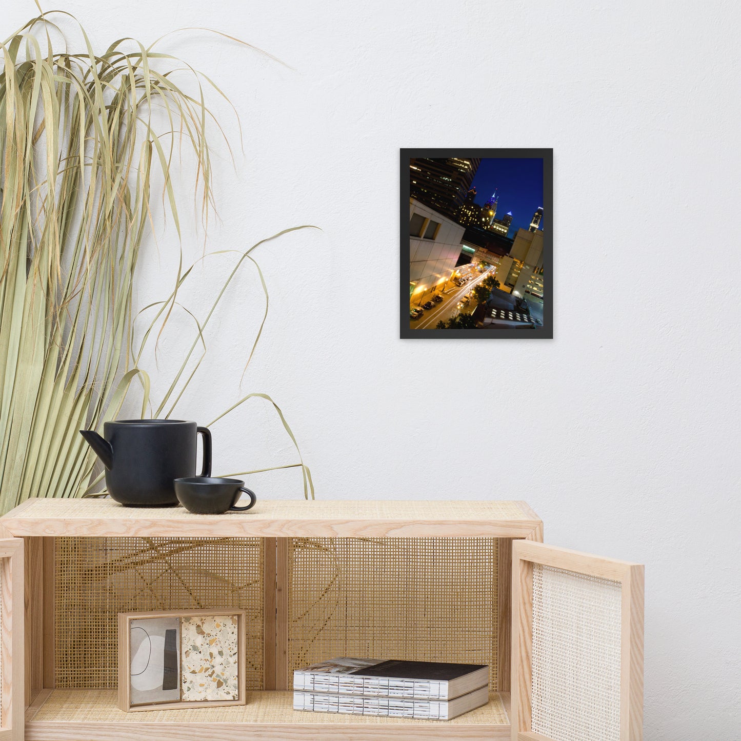 Light Trails in Philly Urban Landscape Photo Framed Wall Art Print