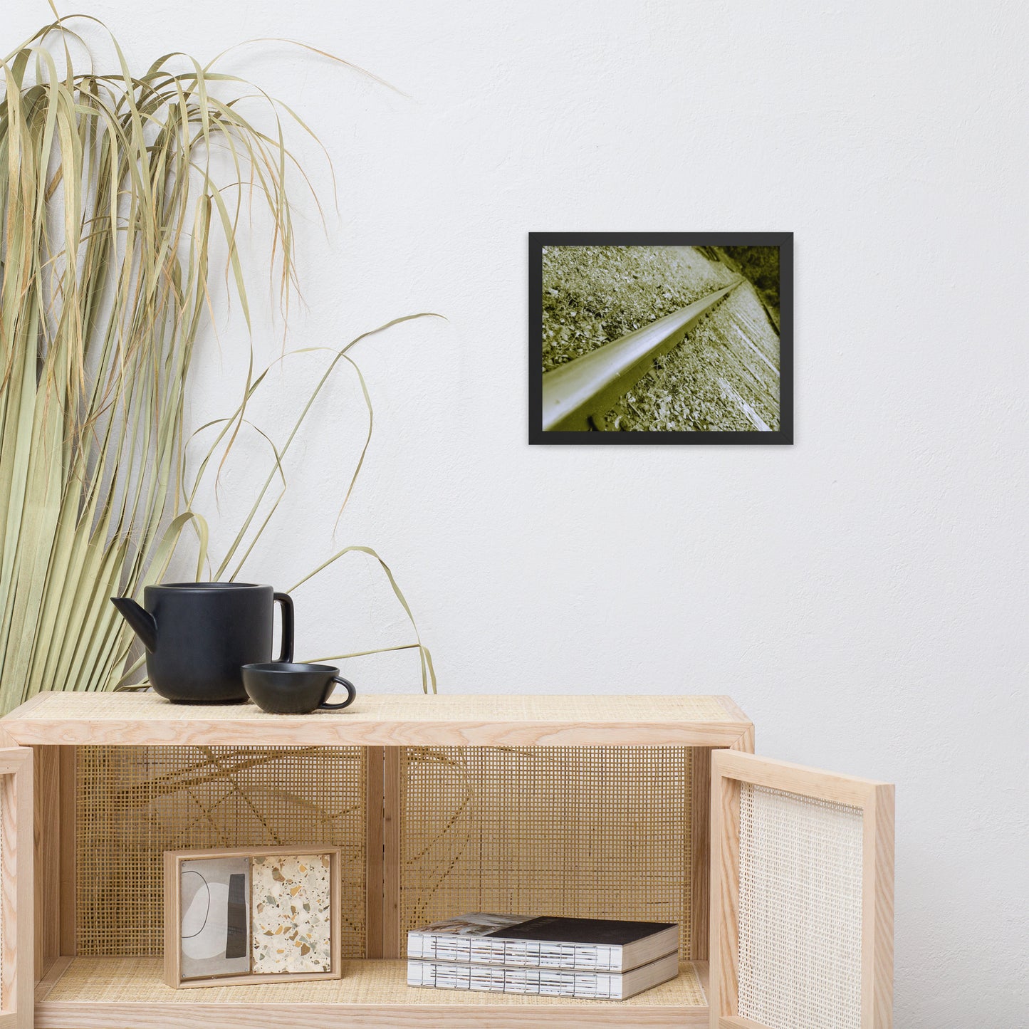 Lonely Rail in Sepia Rural Landscape Framed Photo Paper Wall Art Prints