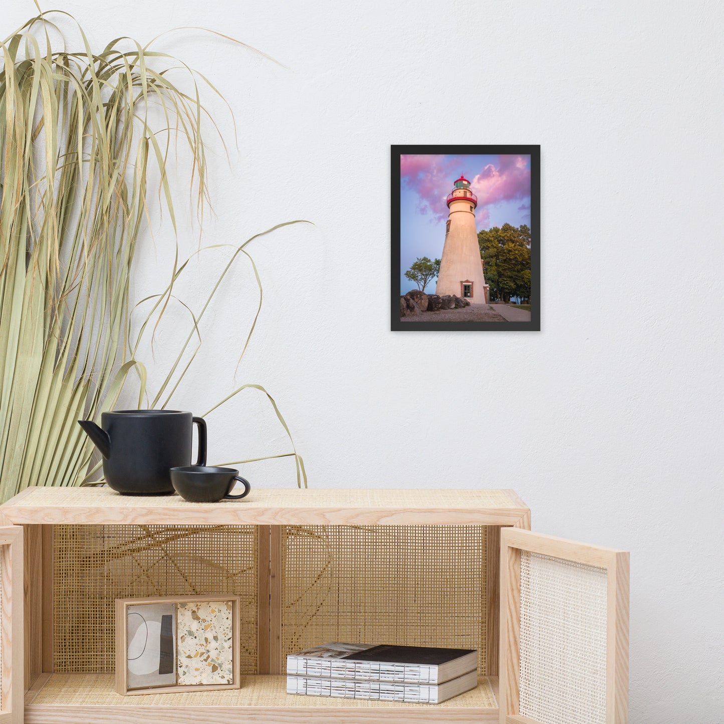 Marblehead Lighthouse at Sunset Landscape Framed Photo Paper Wall Art Prints