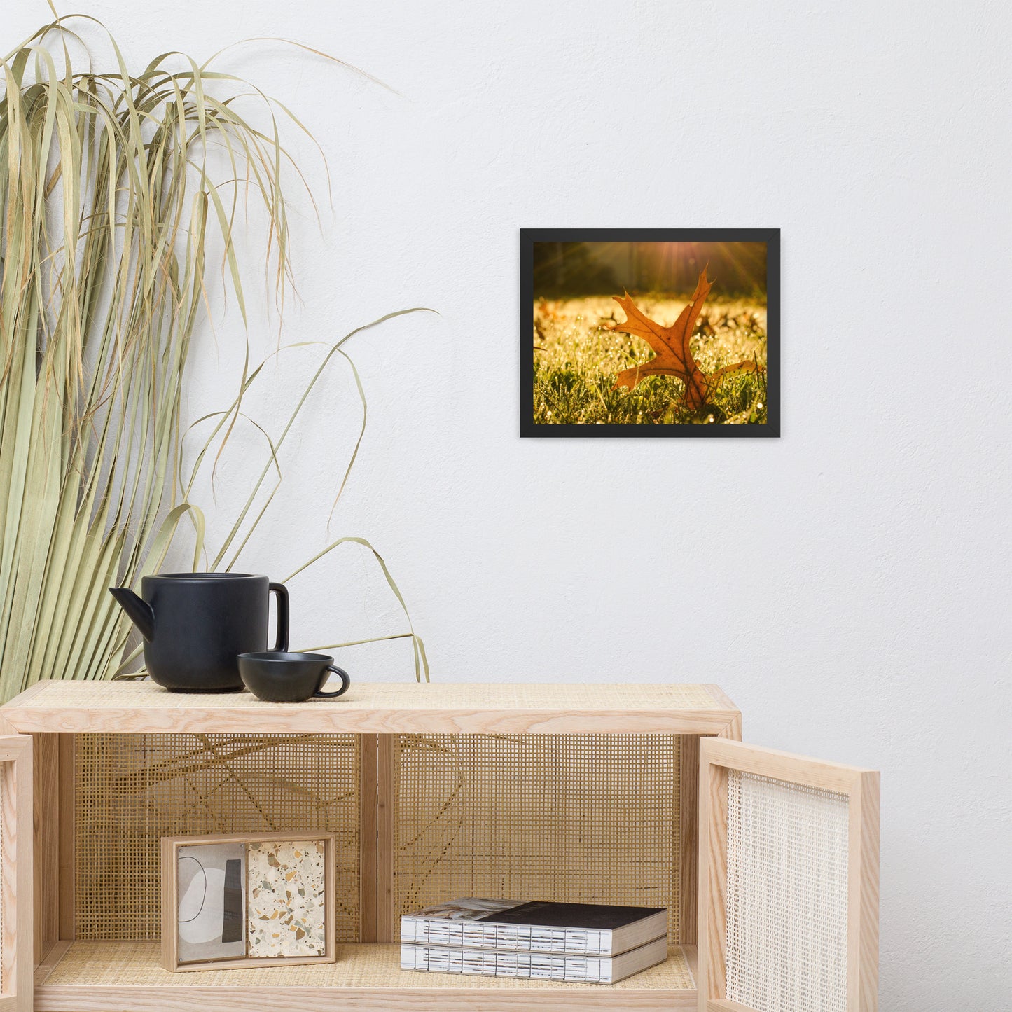 Fall Leaf in Morning Sun Botanical Nature Photo Framed Wall Art Print
