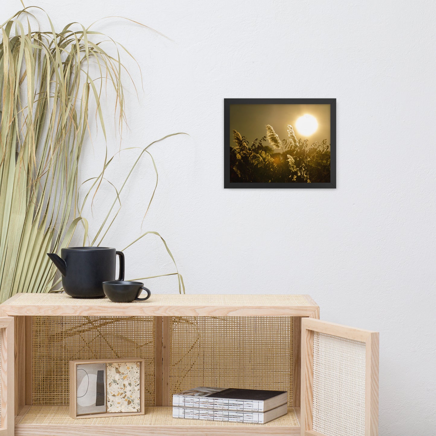 Golden Marsh Weeds Botanical Nature Photo Framed Wall Art Print